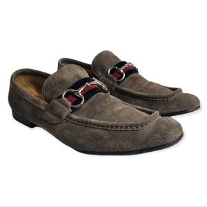 brown suede gucci loafers